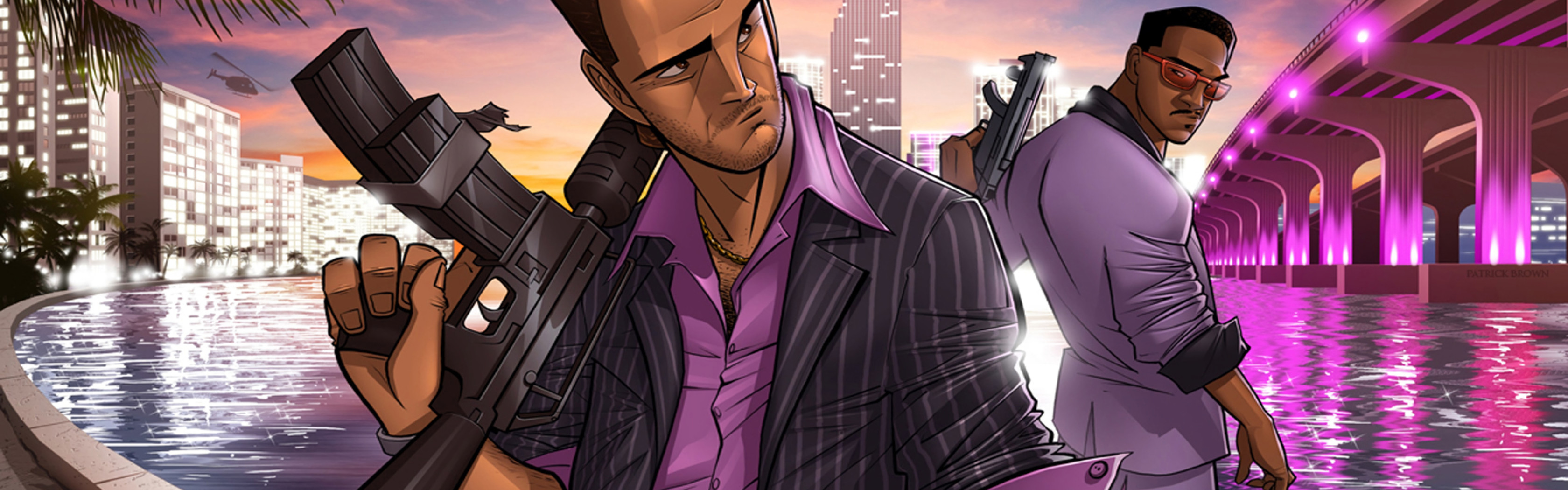 Grand Theft Auto: Vice City - 3360x1050 (2X 1680x1050) .